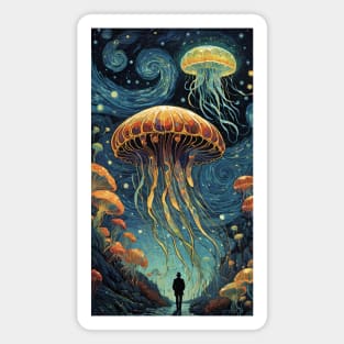 Starry Night Serenade: Van Gogh-Inspired Jellyfish Delight Magnet